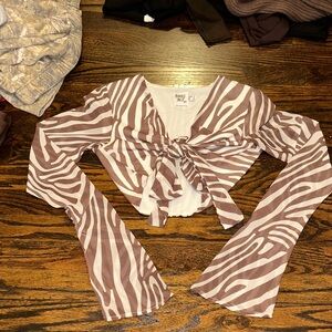 Princess Polly Brown and White Zebra Print Crop Top